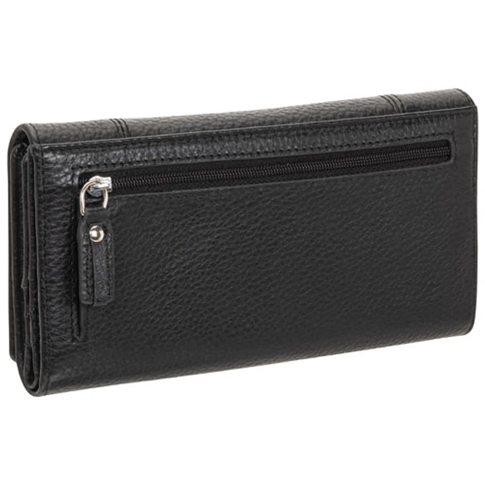 Mancini Pebble RFID Genuine Leather Tri-fold Clutch Wing Wallet