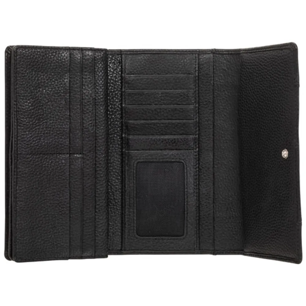 Mancini Pebble RFID Genuine Leather Tri-fold Clutch Wing Wallet