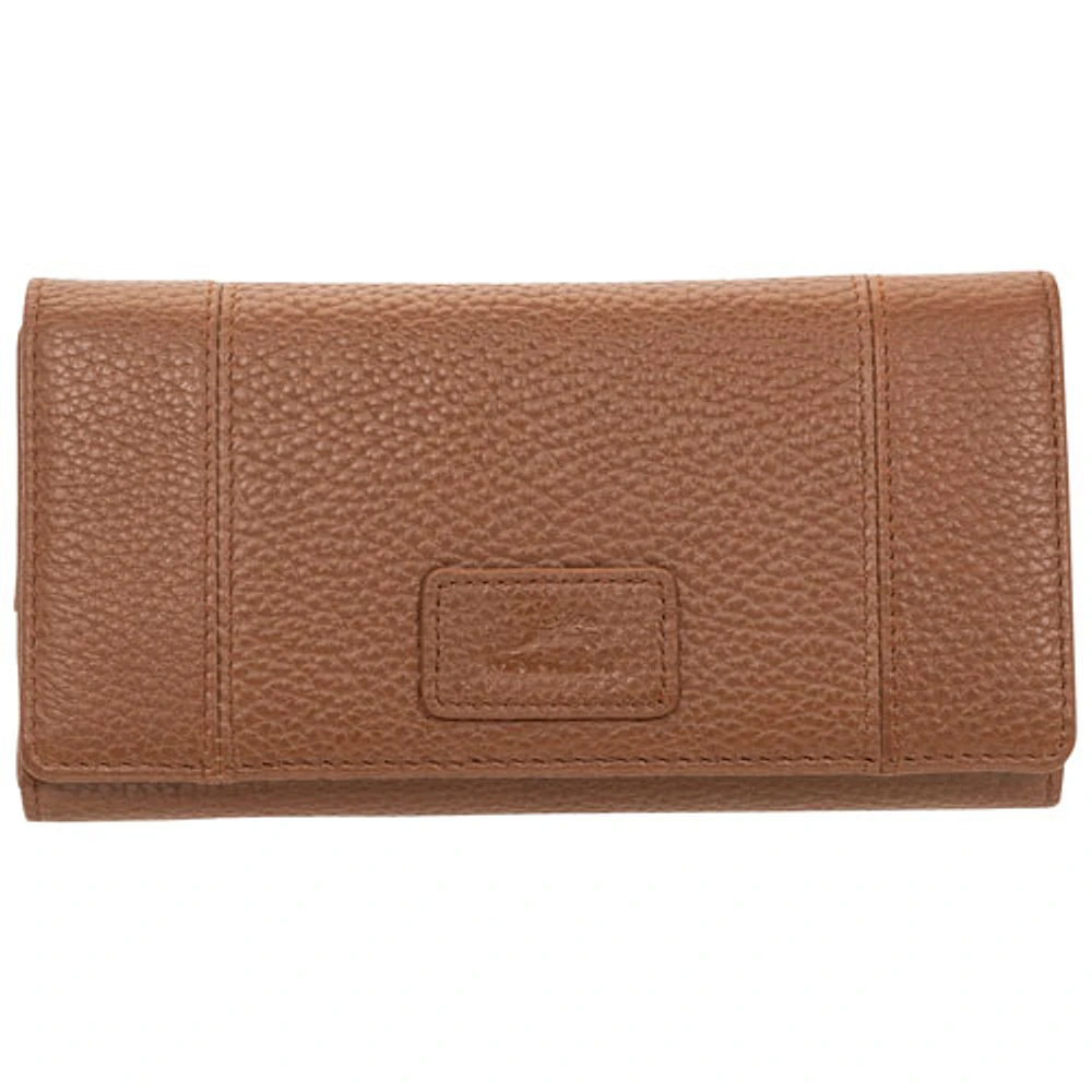 Mancini Pebble RFID Genuine Leather Tri-fold Clutch Wing Wallet