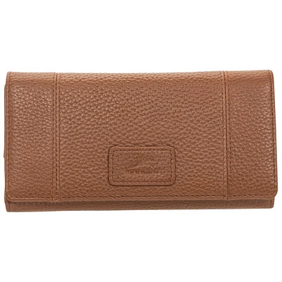 Mancini Pebble RFID Genuine Leather Tri-fold Clutch Wing Wallet