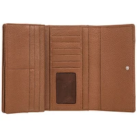 Mancini Pebble RFID Genuine Leather Tri-fold Clutch Wing Wallet