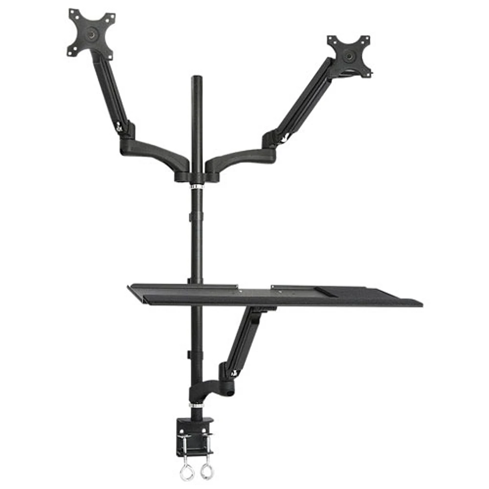 TygerClaw 13"-27" Sit-Stand Workstation for Dual Monitors - Black