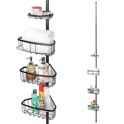 Costway 4-Tier Tension Corner Shower Caddy for Bathroom