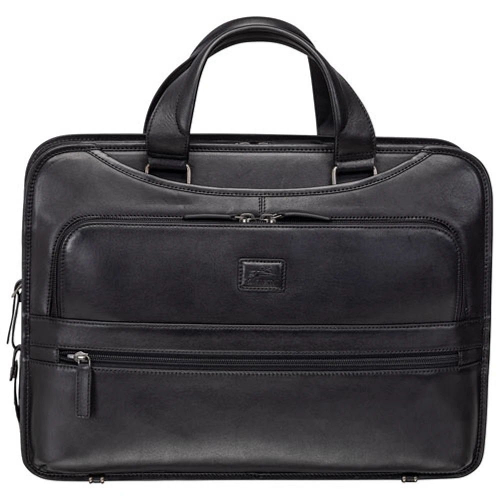 Mancini Milan 15.6" 3-Compartment Laptop Briefcase Bag - Black