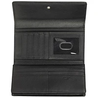 Mancini Basket Weave RFID Genuine Leather Tri-fold Clutch Wing Wallet