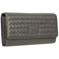 Mancini Basket Weave RFID Genuine Leather Tri-fold Clutch Wing Wallet