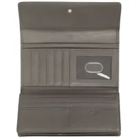 Mancini Basket Weave RFID Genuine Leather Tri-fold Clutch Wing Wallet - Grey