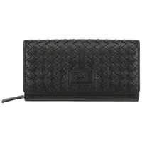 Pochette-portefeuille enveloppe RFID en cuir véritable Motif tressé de Mancini