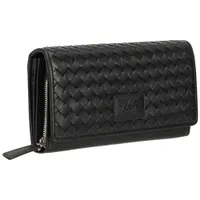 Mancini Basket Weave RFID Genuine Leather Envelope Clutch Wallet