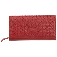 Mancini Basket Weave RFID Genuine Leather Envelope Clutch Wallet - Red