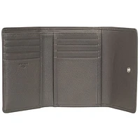 Mancini Basket Weave RFID Genuine Leather Tri-fold Clutch 8-Slot Wallet - Grey