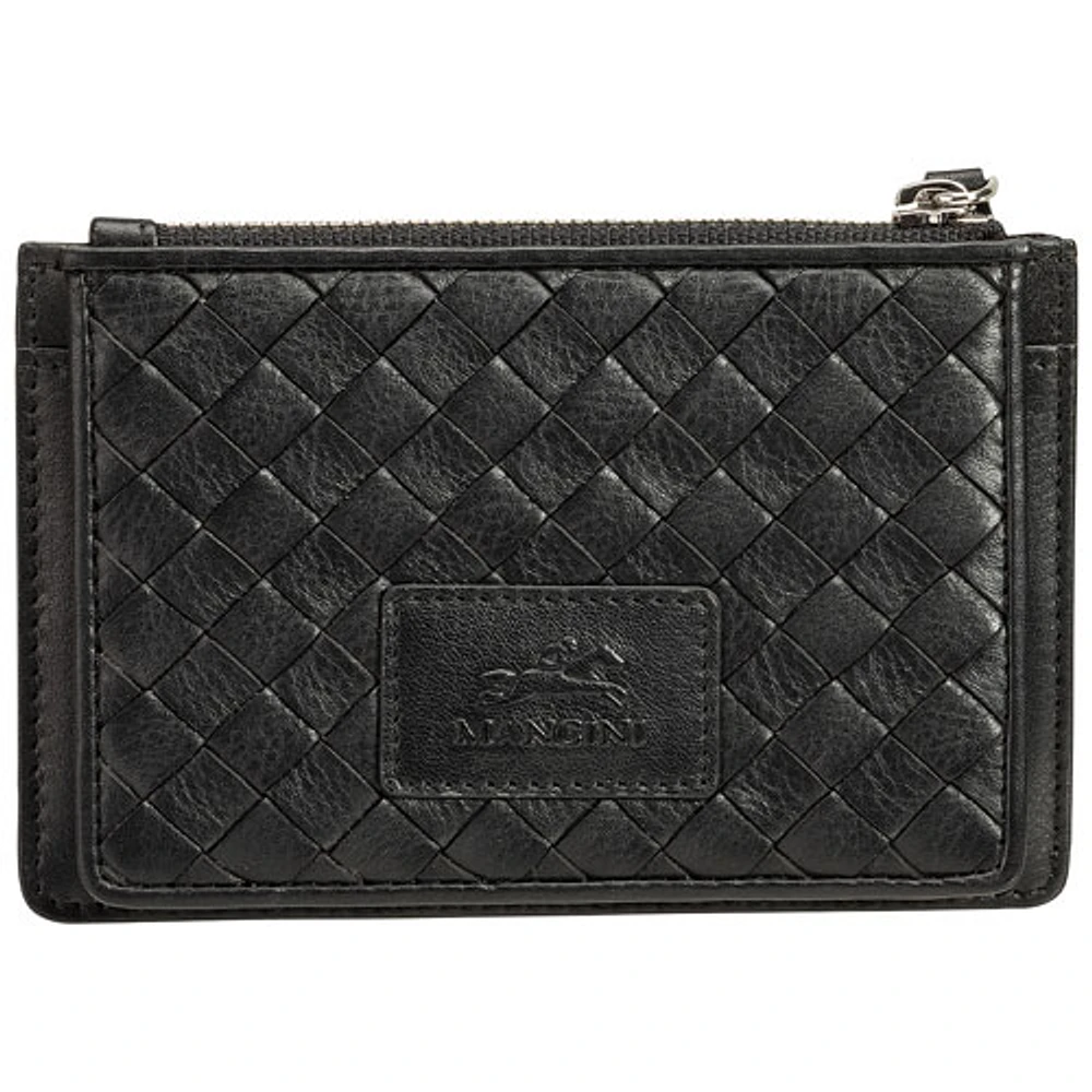 Mancini Basket Weave RFID Genuine Leather 7-Slot Credit Card Case