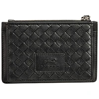 Mancini Basket Weave RFID Genuine Leather 7-Slot Credit Card Case