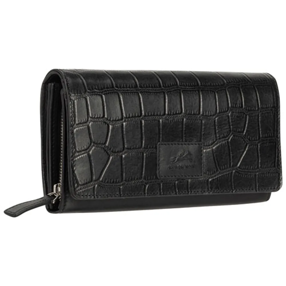 Mancini Croco RFID Genuine Leather Envelope Clutch Wallet