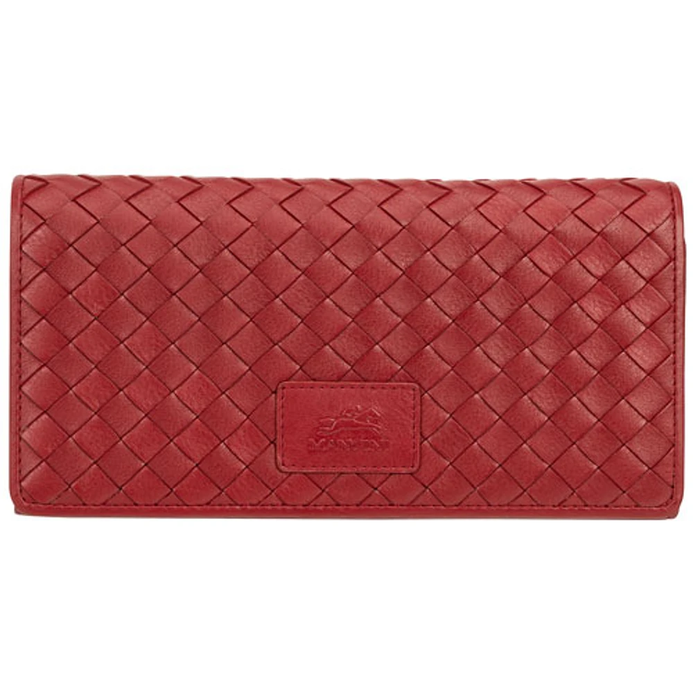 Mancini Basket Weave RFID Genuine Leather Tri-fold Clutch Wallet