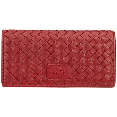 Mancini Basket Weave RFID Genuine Leather Tri-fold Clutch Wallet