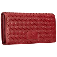 Mancini Basket Weave RFID Genuine Leather Tri-fold Clutch Wallet