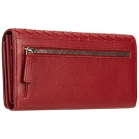 Mancini Basket Weave RFID Genuine Leather Tri-fold Clutch Wallet