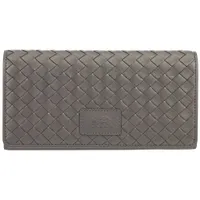 Mancini Basket Weave RFID Genuine Leather Tri-fold Clutch Wallet - Grey