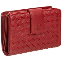 Mancini Basket Weave RFID Genuine Leather Bi-fold Clutch Wallet