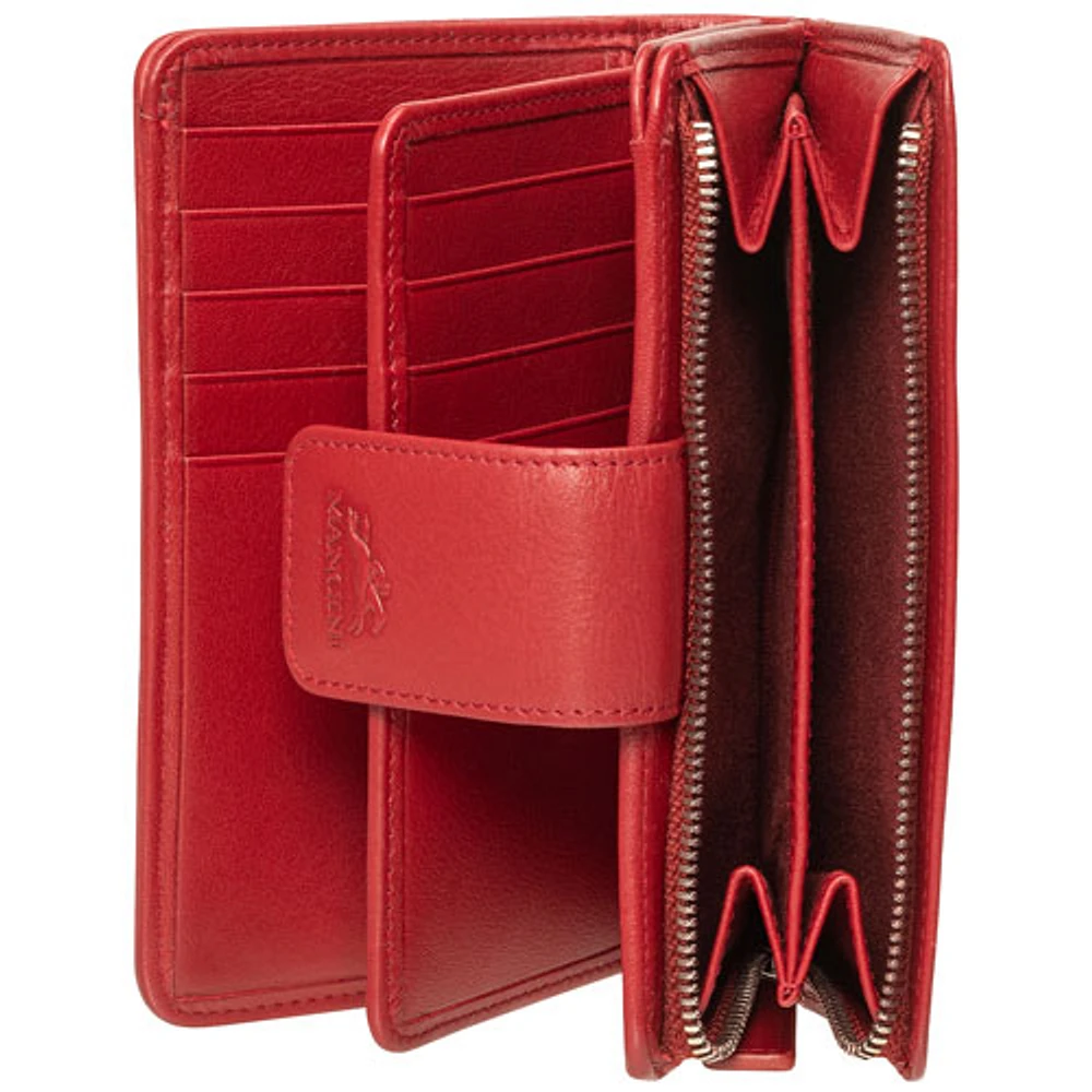 Mancini Basket Weave RFID Genuine Leather Bi-fold Clutch Wallet