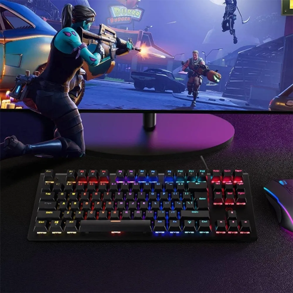 PRIMECABLES 87 Keys RGB LED Backlit Mechanical Gaming Keyboard with 9 Lighting Modes for Windows PC/MAC games Coquitlam Centre