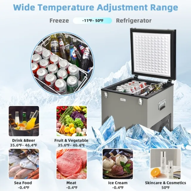 Costway 13 Quart Portable Electric Car Cooler Refrigerator Compressor Freezer Camping