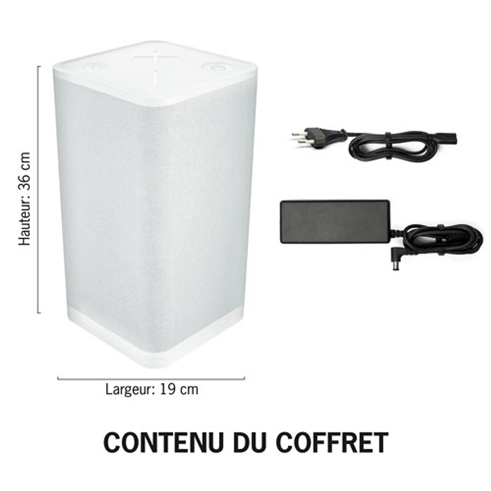 Haut-parleur de fête sans fil Bluetooth à l'épreuve des éclaboussures HYPERBOOM d'Ultimate Ears - Blanc