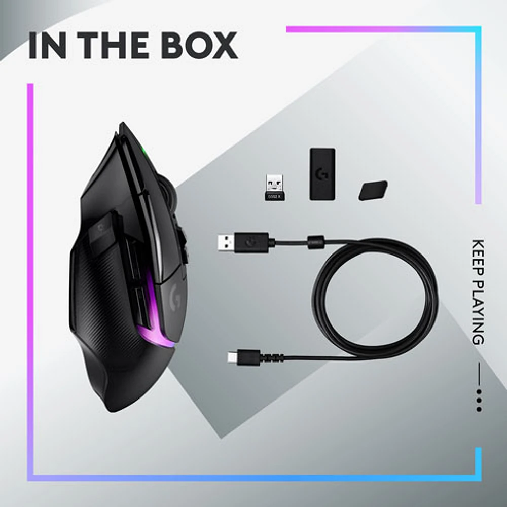 Souris de jeu optique sans fil de 25 000 ppp G502 X PLUS de Logitech - Noir