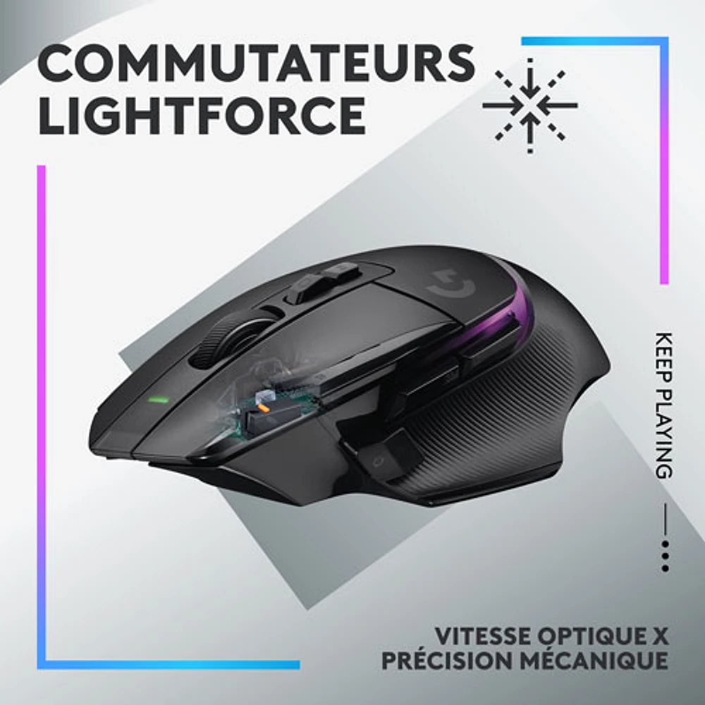 Souris de jeu optique sans fil de 25 000 ppp G502 X PLUS de Logitech - Noir