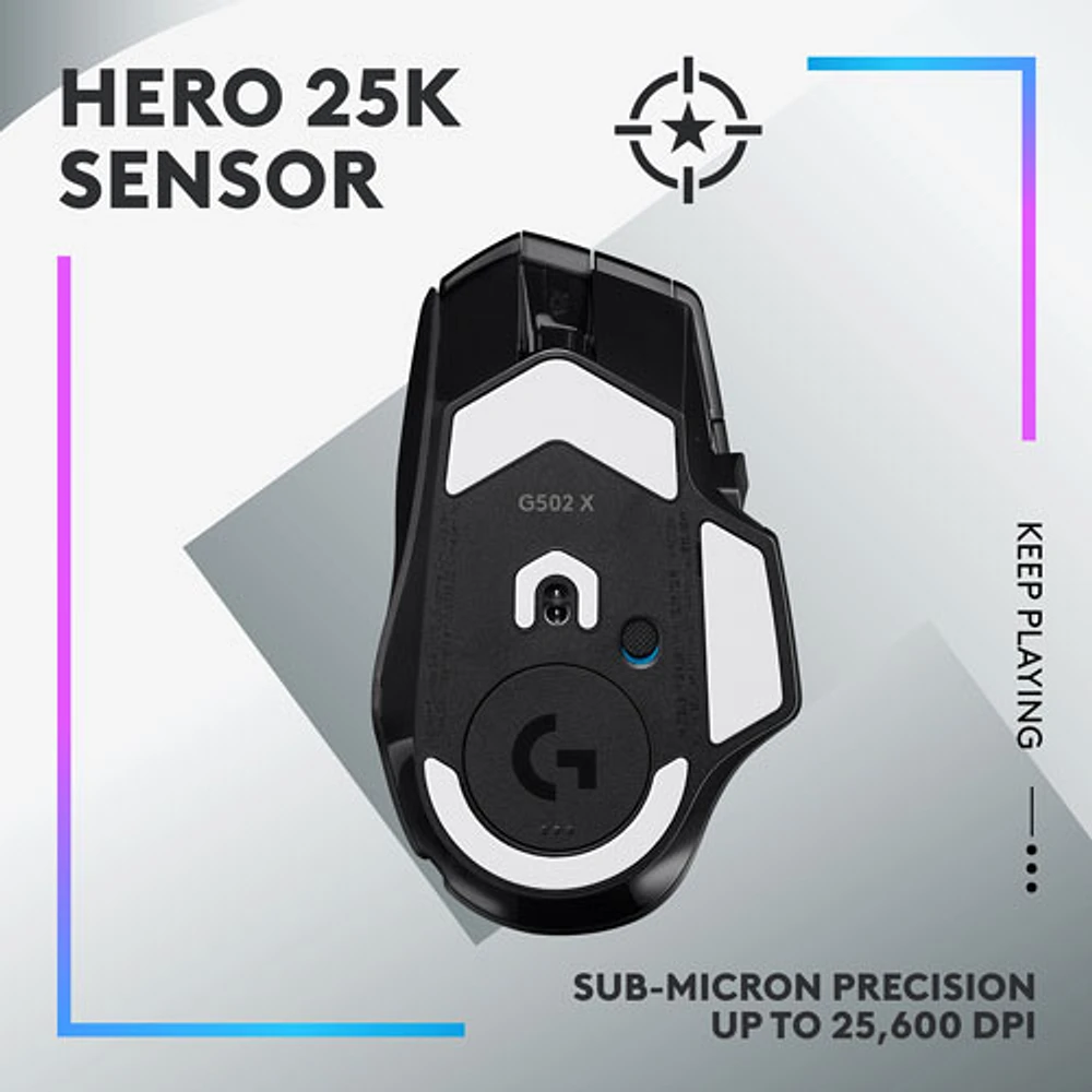 Souris de jeu optique sans fil de 25 000 ppp G502 X PLUS de Logitech - Noir