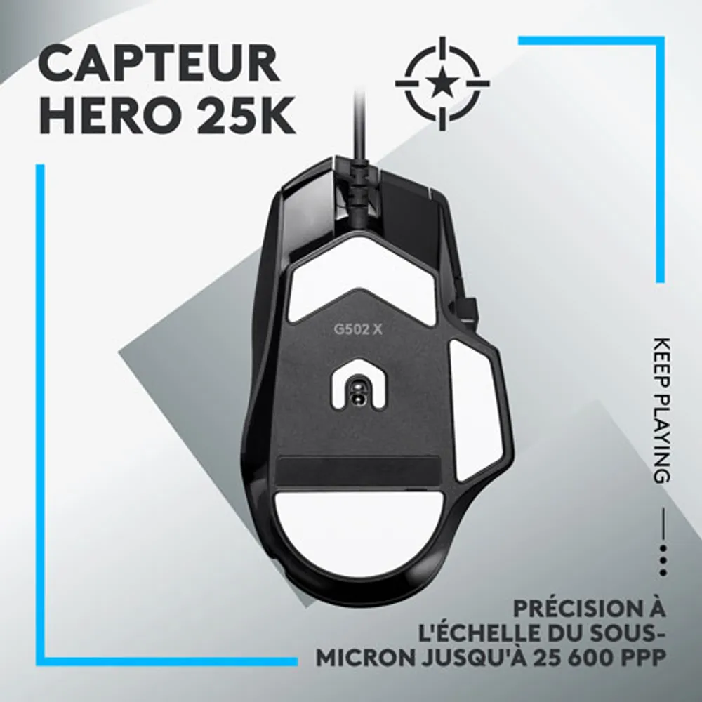 Souris de jeu optique de 25 000 ppp G502 X de Logitech - Noir