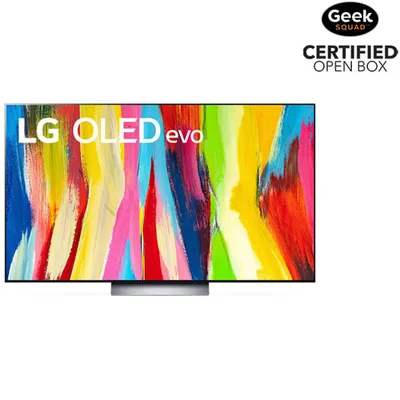 Open Box - LG 55" 4K UHD HDR OLED webOS Evo ThinQ AI Smart TV (OLED55C2PUA) - 2022 - Dark Titan Silver