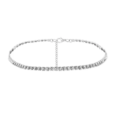 NEW Gold Sterling Silver Rhinestone Diamond Choker Necklace for Women Collar Tennis Necklace Adjustable