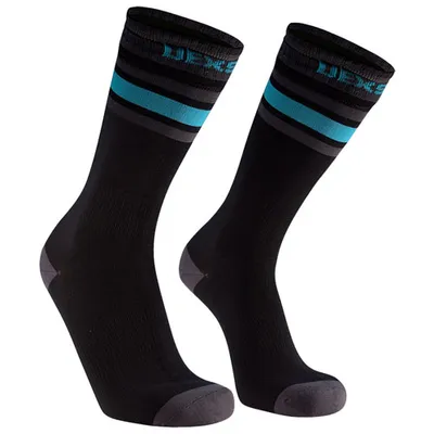 DexShell Ultra Dri Waterproof Sports Sock - Black/Aqua Blue - X-Large