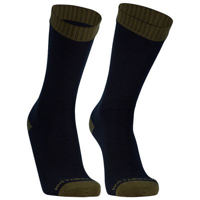 DexShell ThermLite Waterproof Merino Wool Sock - Black/Olive Green - Large