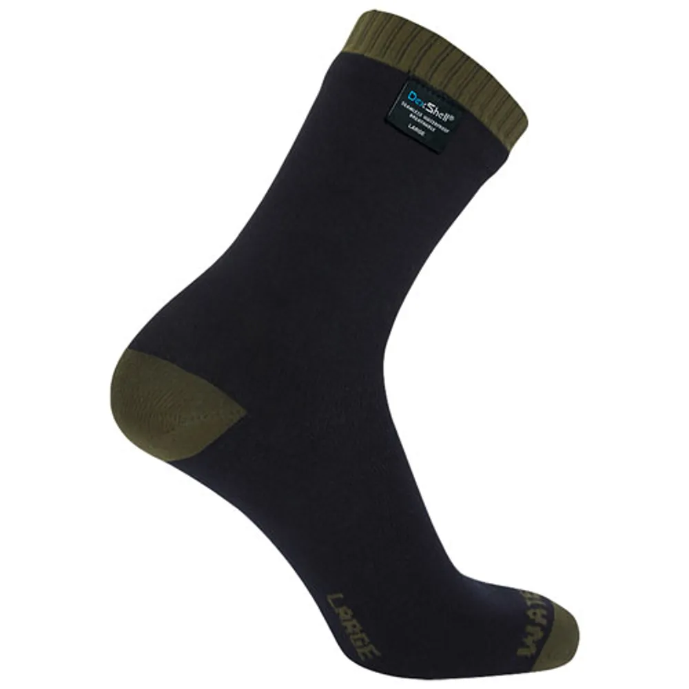 DexShell ThermLite Waterproof Merino Wool Sock - Black/Olive Green - Large