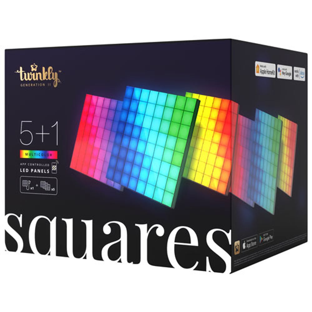 Twinkly Squares RGB Smart LED Light Panels - Combo Kit - 6 Panels