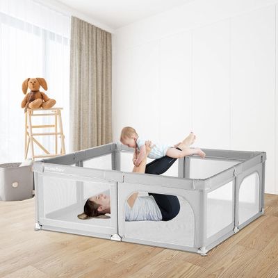Baby Playpen, Extra Large 70.9"×59"×26.8" Kids Activity Center Infant Play Yard Fence Baby Gates - HISBABY