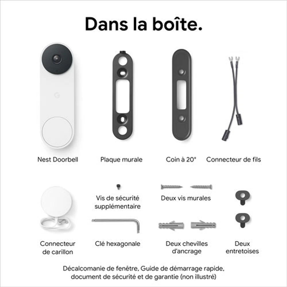 Sonnette vidéo Wi-Fi (avec fil) Google Nest (2e génération