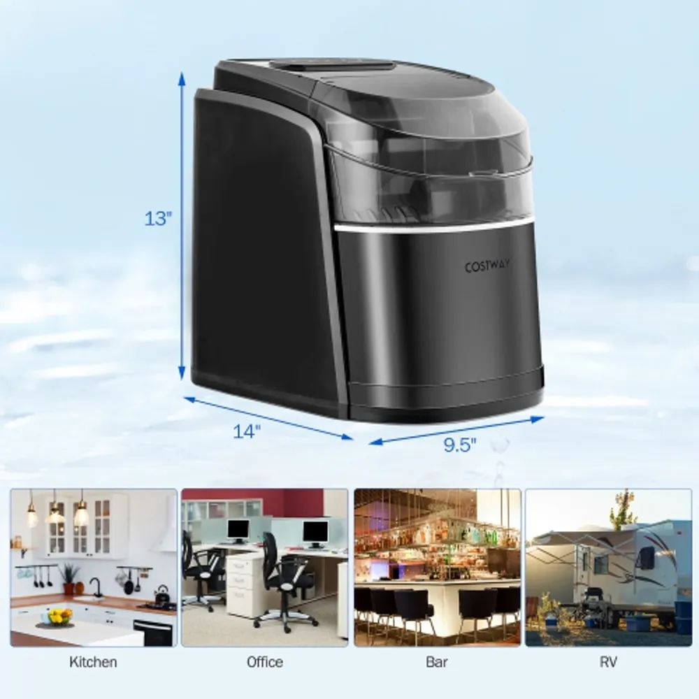 Costway Countertop Ice Maker 26.5lbs/Day Self-Cleaning Machine w/ Flip lid