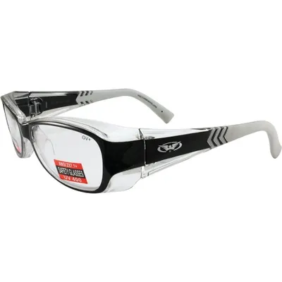 Global Vision Rx-E Motorcycle Safety Glasses Xylex Two-Tone Crystal Frames W/ Clear Lens