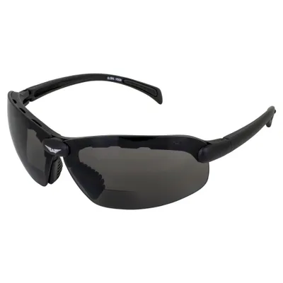 Global Vision Eyewear C-2 Bifocal Safety Glasses, Smoke Lens, Matte Black Frame +2.5 Magnification