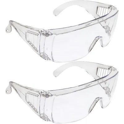 2 Birdz Eyewear High Impact Safety Glasses, Goggles Fits Over The Glasses Clear Frame, Lens, Max Uv Protection Side Shields, Anti-Glare Brow Guard