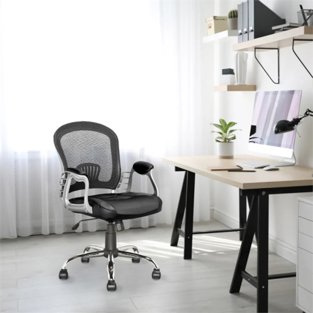 超特価sale開催】 Scranton Co Swivel Office Black＿並行輸入品 Cushion with Chair Leather  Faux in 椅子用クッション、パッド