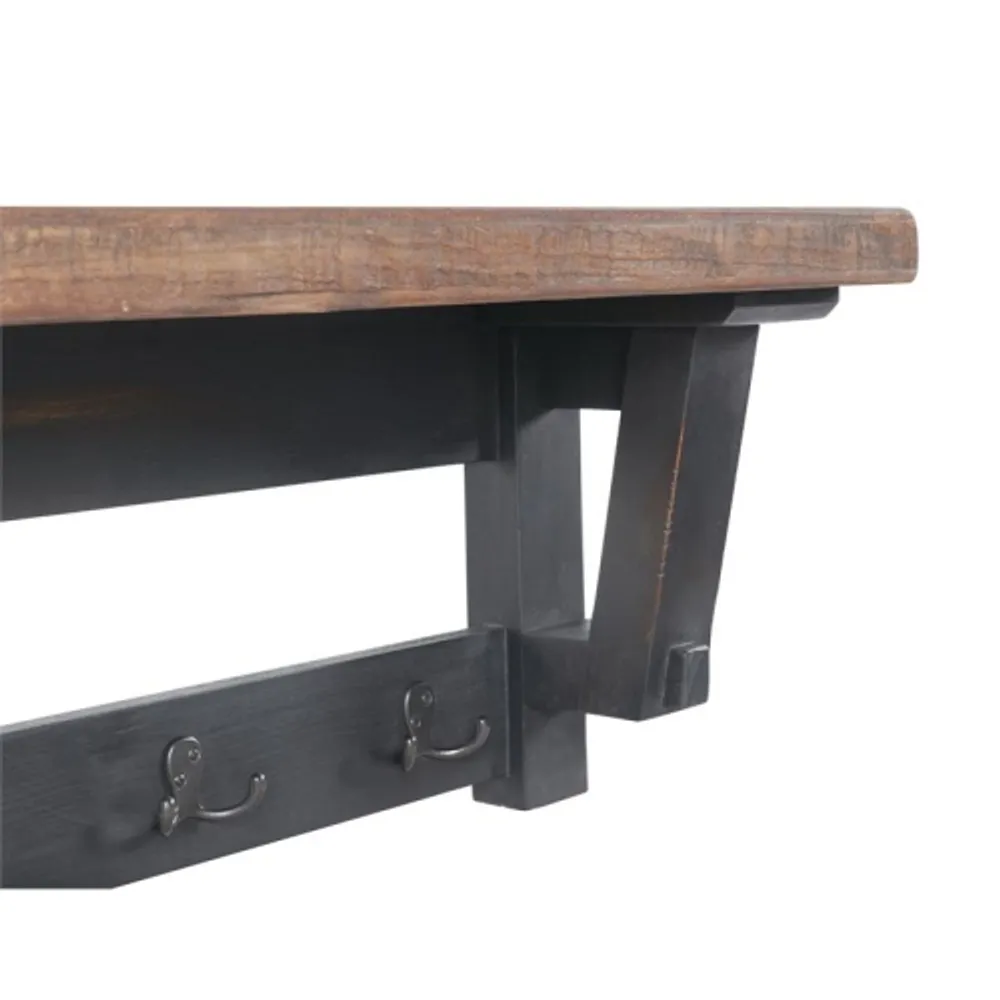 Durango Industrial Wood Coat Hook Entryway Shelf Dark Brown - Alaterre