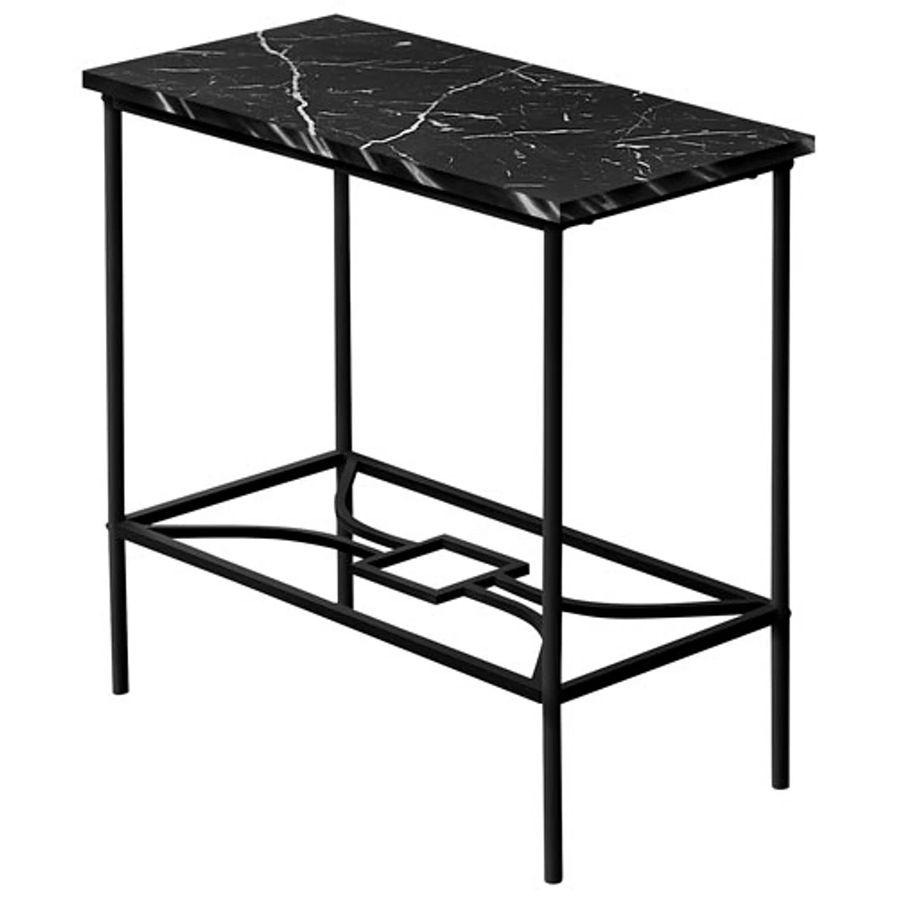 Monarch Contemporary Rectangular Accent Table - Black Marble-Look