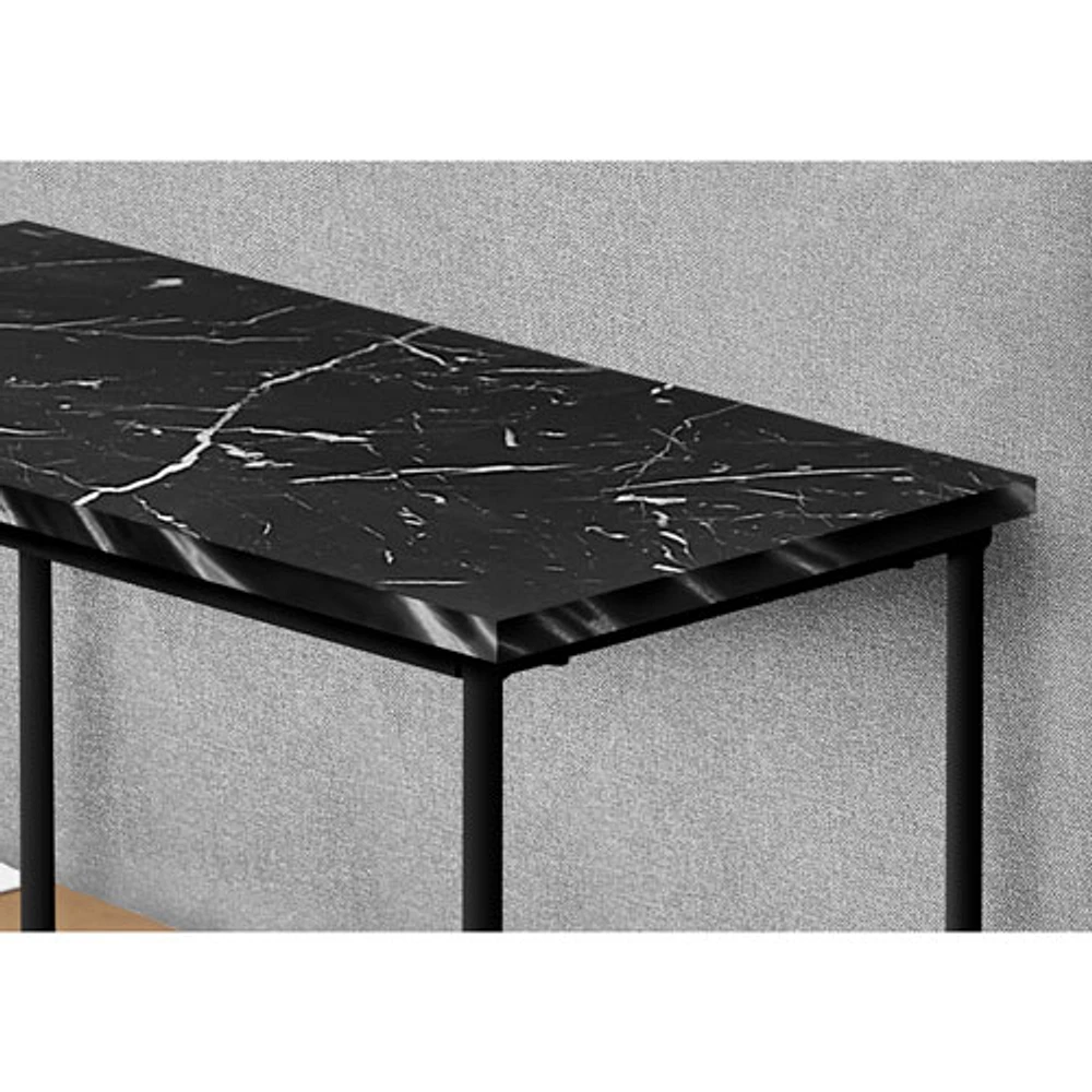 Monarch Contemporary Rectangular Accent Table - Black Marble-Look