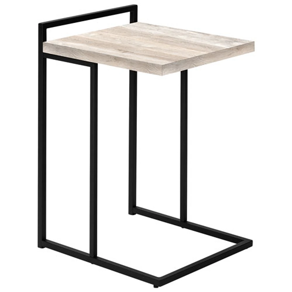 Monarch Thick-Panel Contemporary Rectangular Accent Table - Taupe Reclaimed Wood-Look/Black