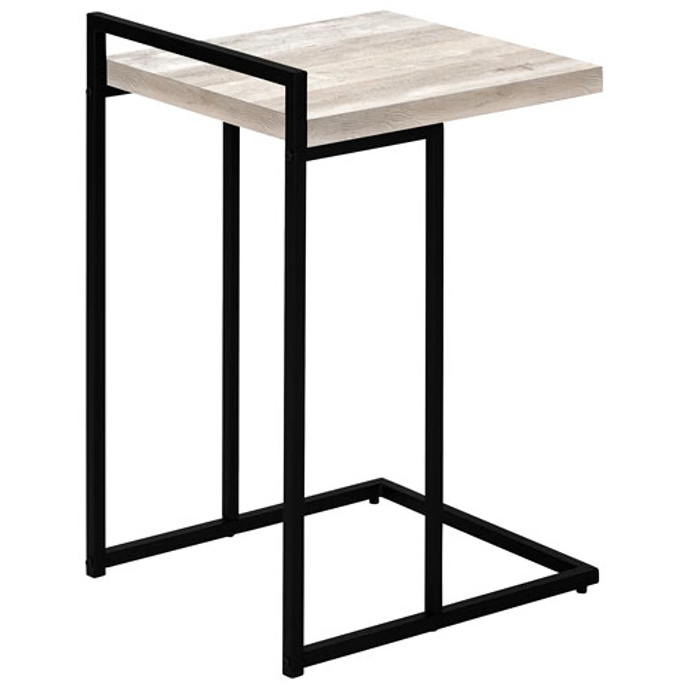 Monarch Thick-Panel Contemporary Rectangular Accent Table - Taupe Reclaimed Wood-Look/Black